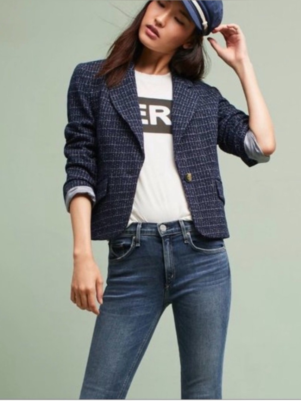 Cartonnier Anthropologie Blue Michel Knit Blazer Women's Size 4